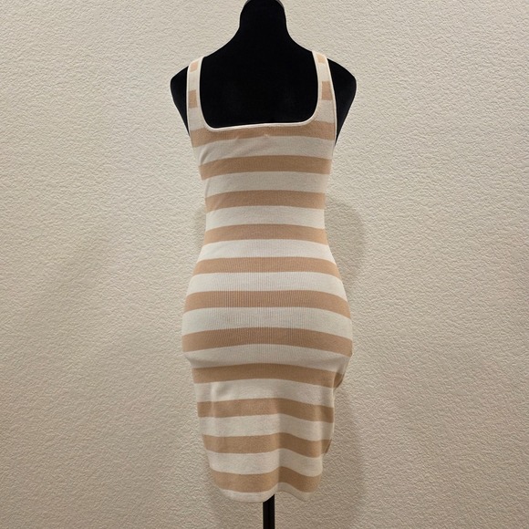 Babaton Women Mini Bodycon Tank Dress Size S Striped Square Neck Sleeveless - Picture 4 of 13